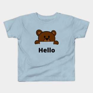 Cute hello Bear Brown Kids T-Shirt